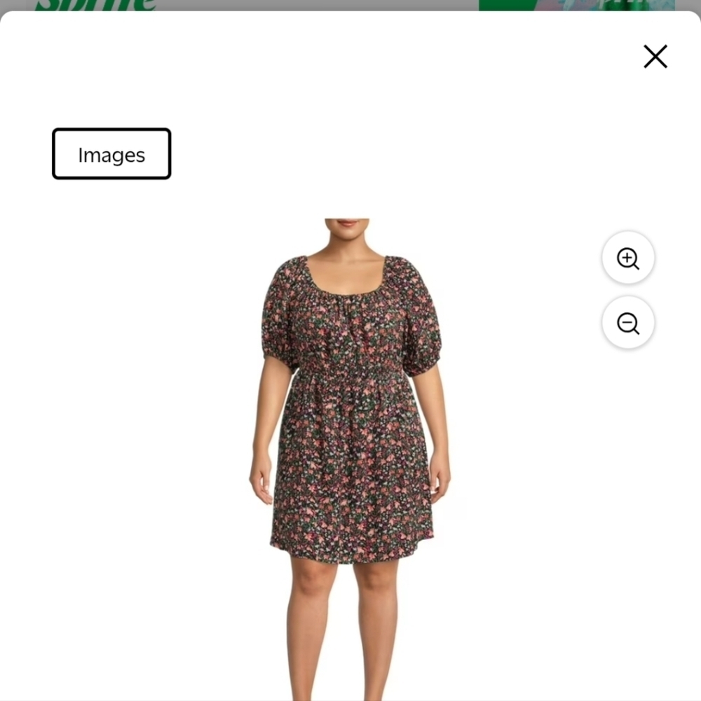 Terra Sky Floral Black Dress Size 1X ( 16W - 18W).